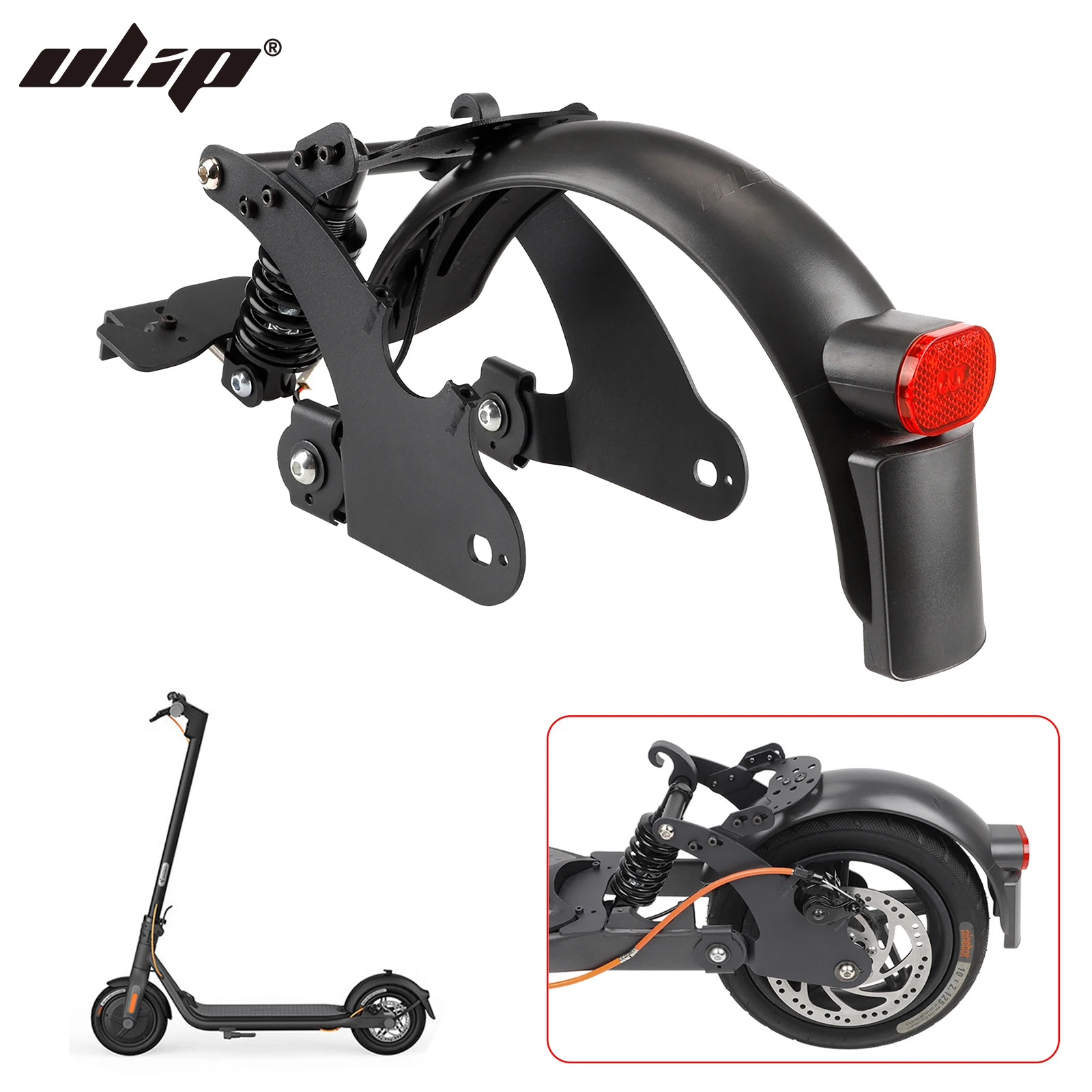 Ulip Rear Suspension For Ninebot F20 F30 F40 D18 D40 Electric Scooters Upgraded Rear Shock Absorber Fender Taillight Accessories