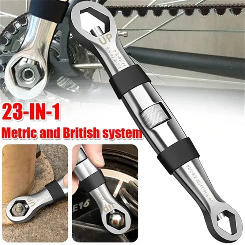 Universal Wrench 23 In 1 Wrench Set Ratchets Metric/british System Adjustable Spanner 7-19mm Multitools Hand Tool for Car Repair