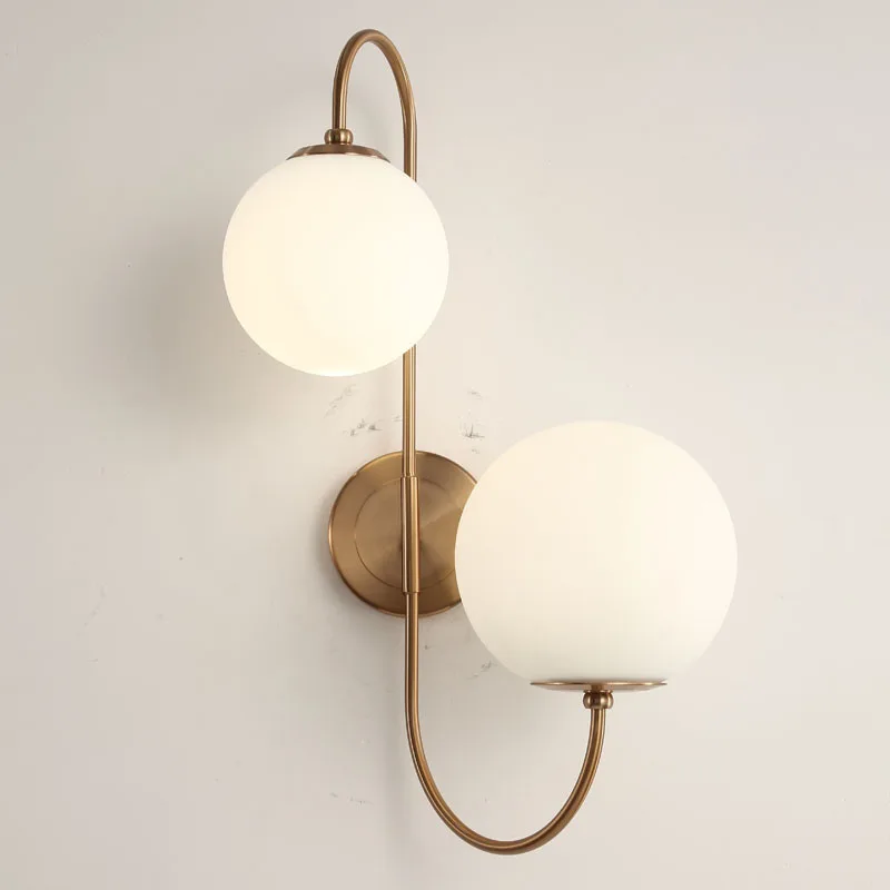 Minimalist Postmodern Style Wall Lamps Living Room Decor Illumination Staircase Led Lights Fixture Double Heads Glass Ball Lamp