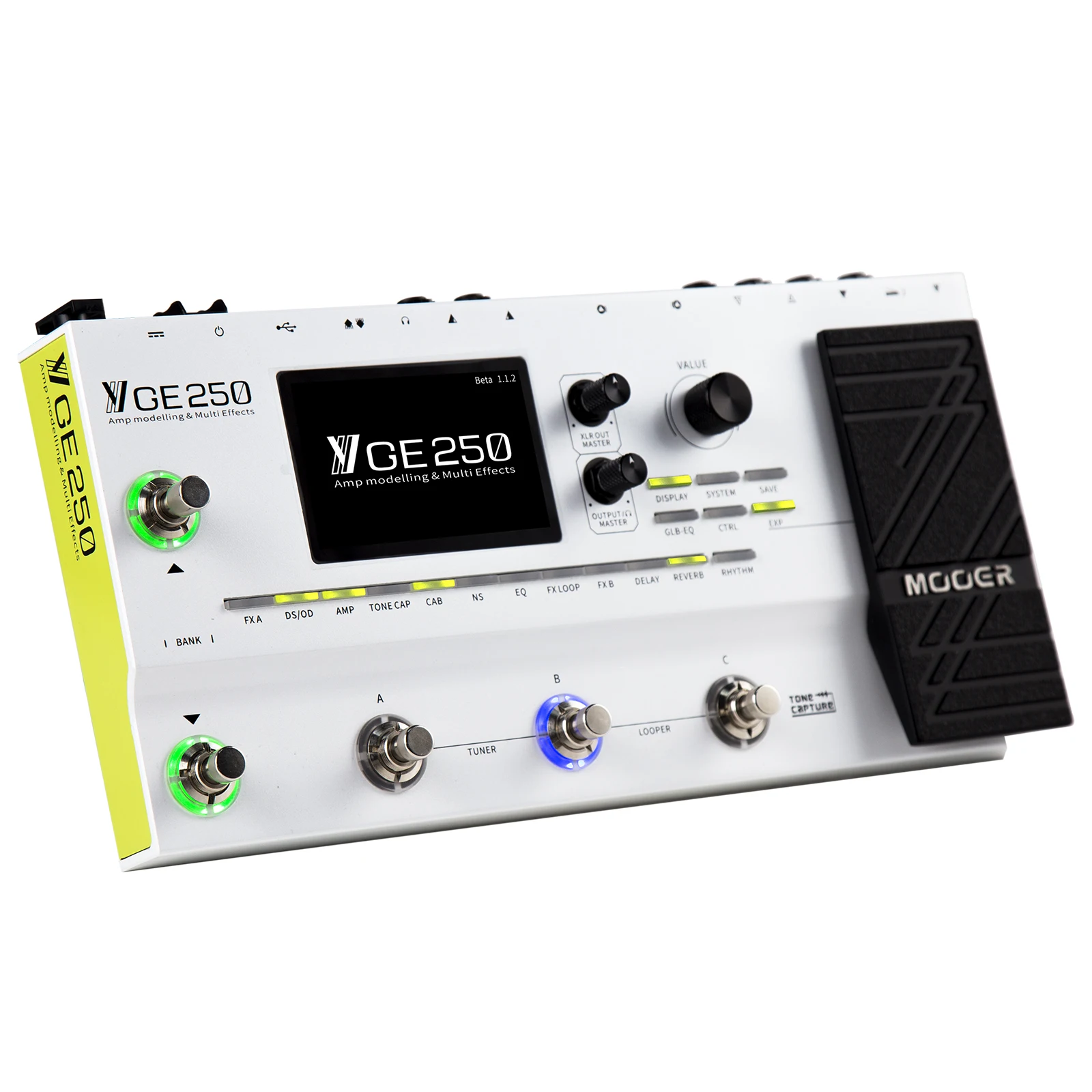 MOOER Multi-Effects Processor Pedal Guitar AMP Modelling GE250 70s Looper with PRE/POST Mode 70 AMP Models 180 Effect Types