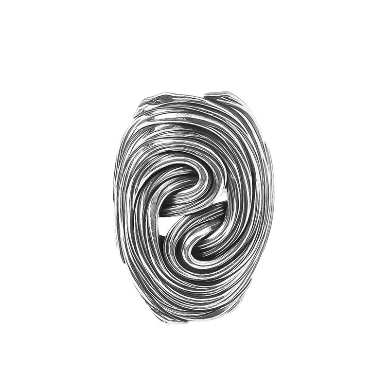 Horn Flower Ethnic Twisted Stripe Ring Vintage Fashion Simple Opening Adjustable Women\'s Ring Jewelry