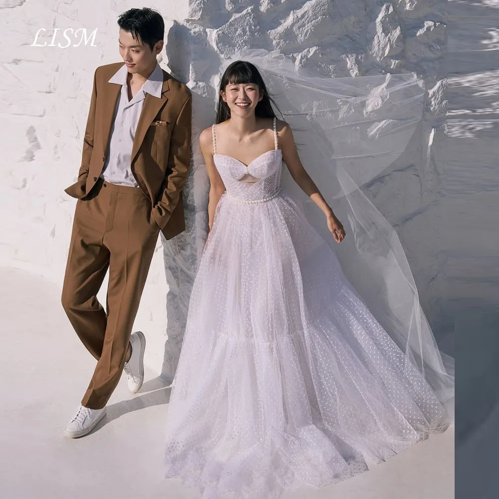 LISM Sweetheart A-Line Korea Wedding Dresses Silk Tulle Customized Photo Shoot Sweet Long Fairy Bridal Gowns 웨딩드레스 Bride