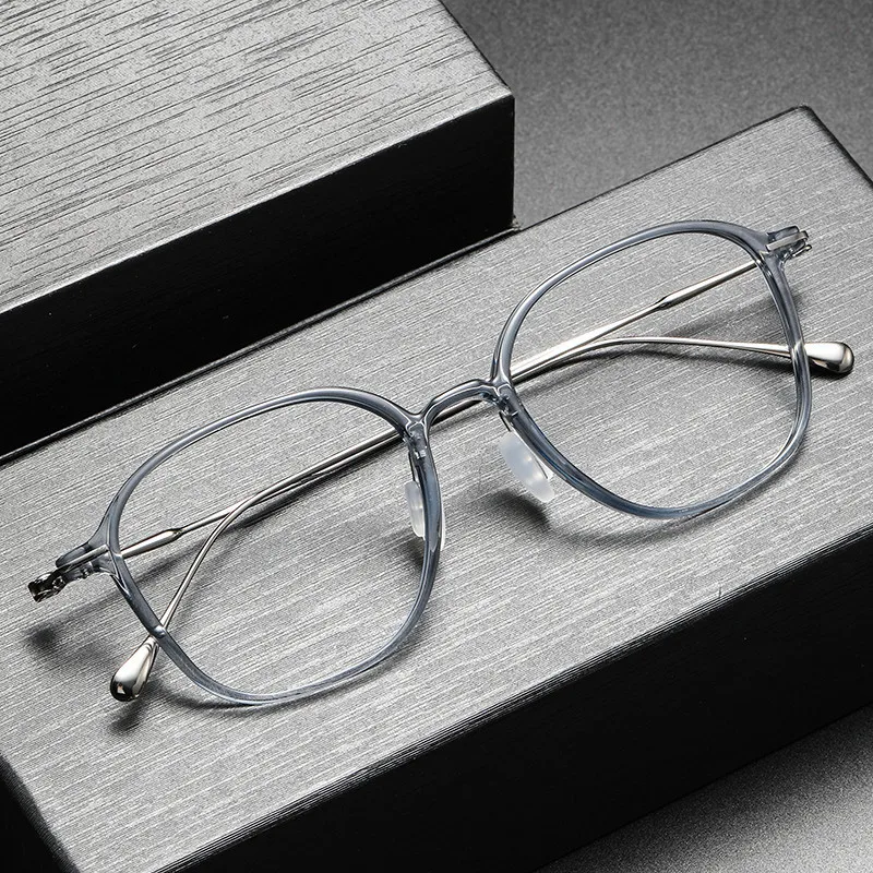 Top Quality Handmade Acetate Titanium Transparent Glasses Frames Men Women Luxury Square Prescription Eyeglass Frame Eyewear