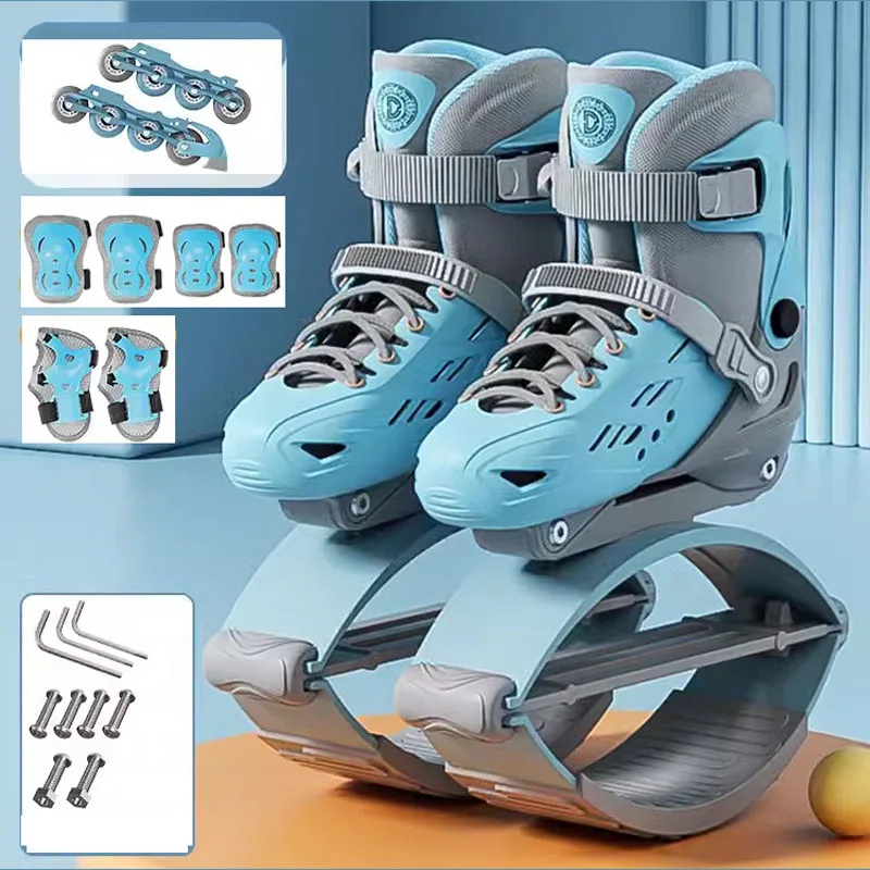 Children Kangaroo Bounce Shoes Roller Skating Shoes  2 In 1 Jump And Skate Include Safe Sets