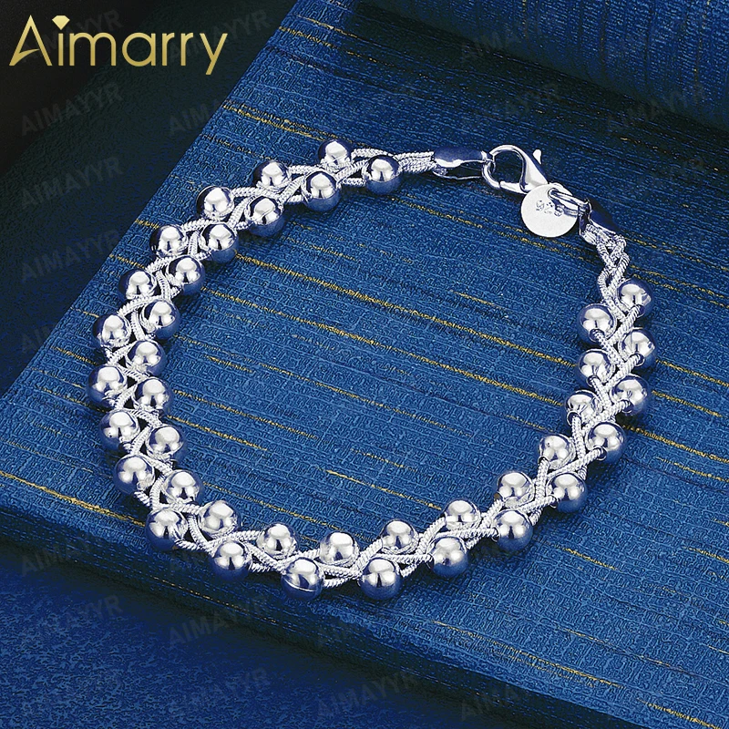 925 Sterling Silber Geflochtenes Glattes Perlenarmband für Damen-Partys, Bankette, Hochzeiten, Hochwertige Mode-Geschenke und Schmuck