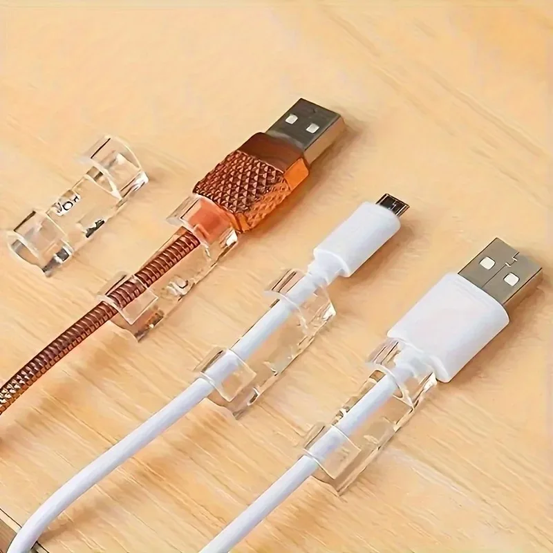 20/40pcs Clear Adhesive Cable Clips Non-punching Wire Organizer Buckle of Wire Holder Home Cable Tie Cables Orginazer Clip Cable