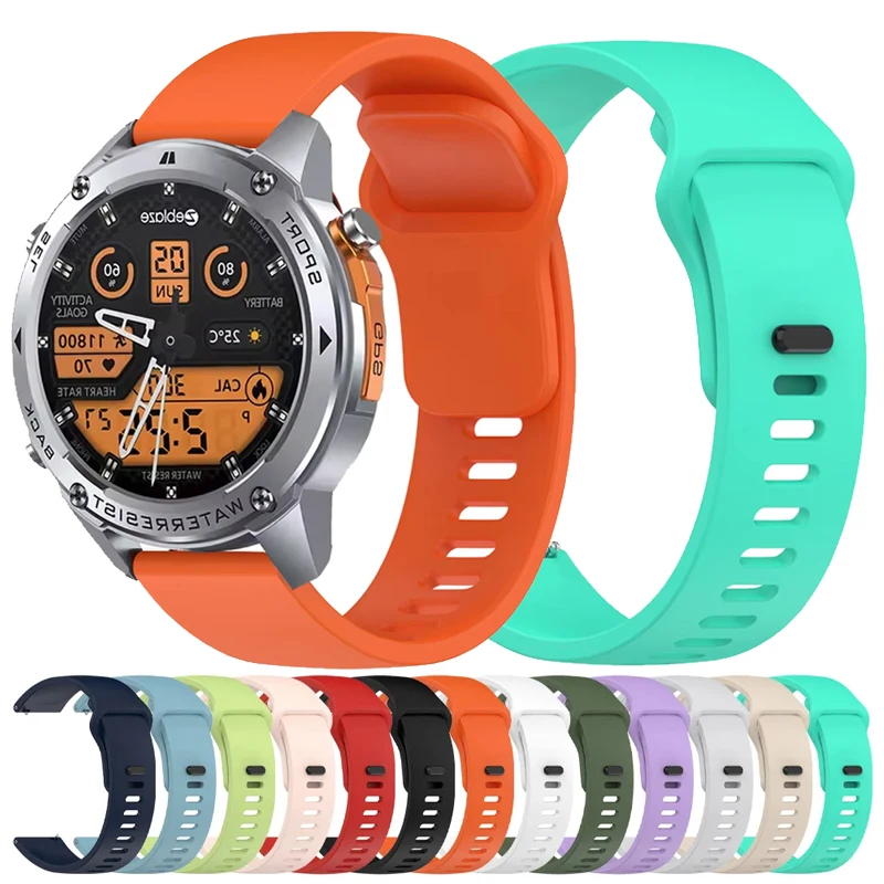 22mm Silicone Strap For Zeblaze Stratos 2 Ultra/Vibe 7 7 Pro 7Lite/Btalk 3 Pro/Plus/Ares 3 Pro/Stratos 4 3/GTS 3 GPS GTR 3 Band