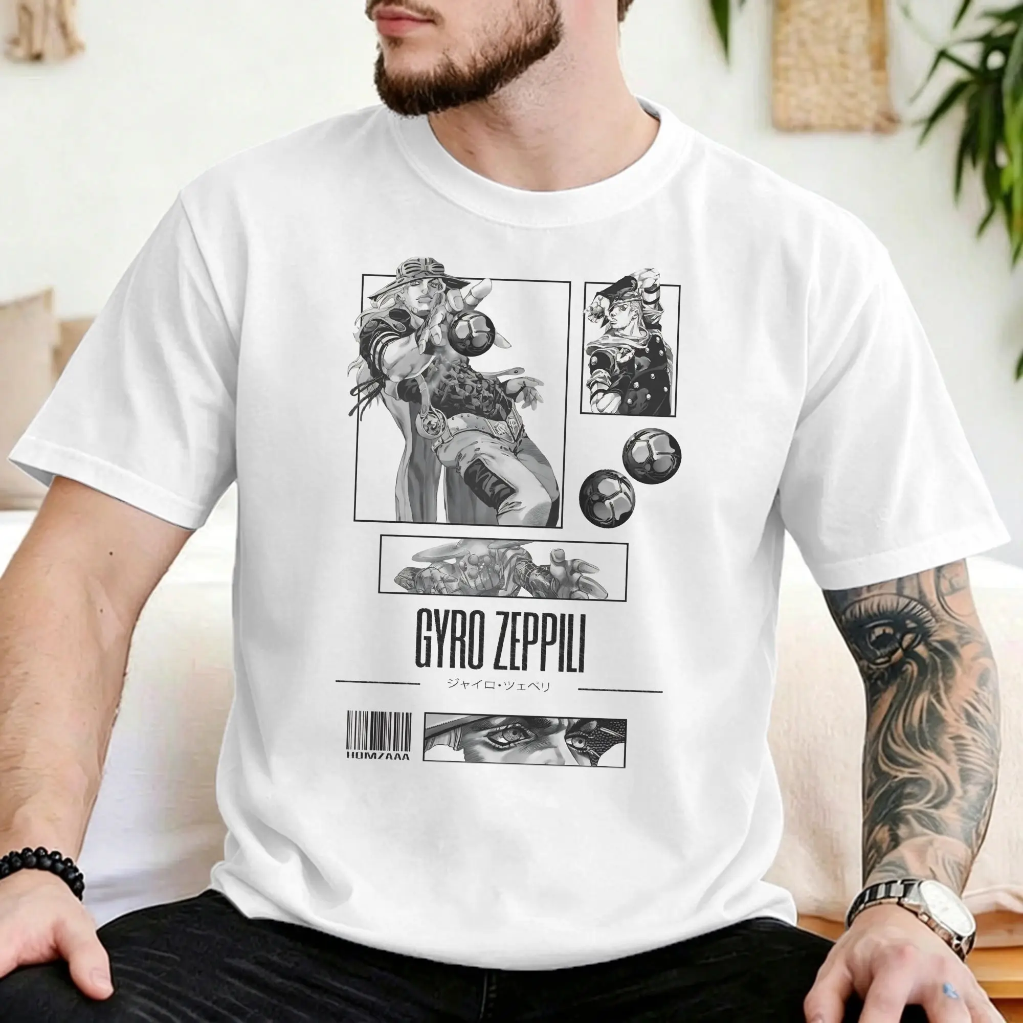 Gyro Zeppeli T Shirts for Men Women 100% Cotton Casual T-Shirts Round Collar JoJos Anime  Tees Short Sleeve Tops Plus Size