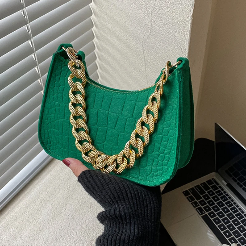 Luxury Handbags Summer Metal Chain Shoulder Bag Women Office Party Handbag Elegant Ladies All-match Fashion Underarm Bags