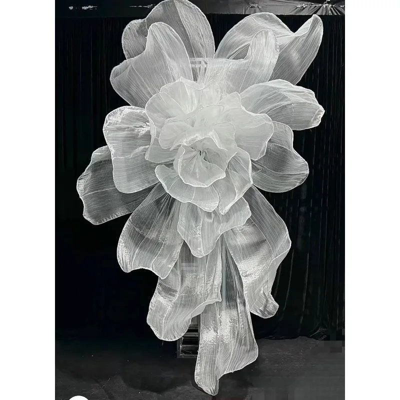 Wedding decoration giant floral silk organza floral wedding background window beautiful aged gauze flower paper art flower