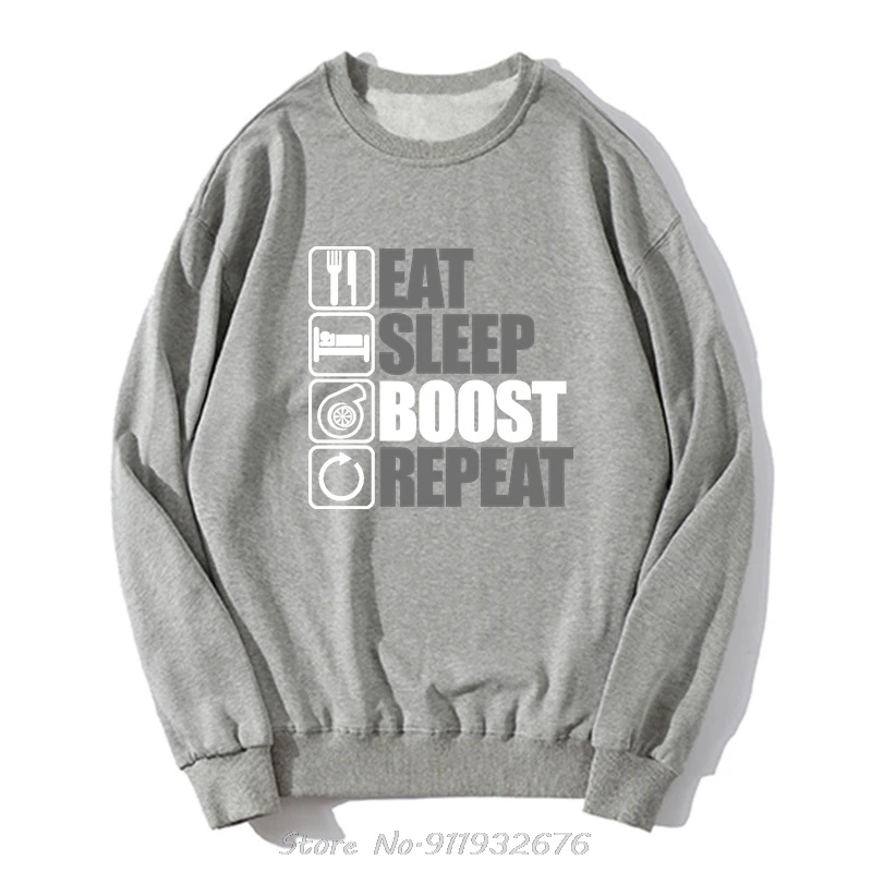 Eat Sleep Boost Repeat, Hoodie - Turbo Jdm Gti Vrx Evo Drag Racing Hip Hop Brand New Clothing Button Up Pullover Sweatshirt