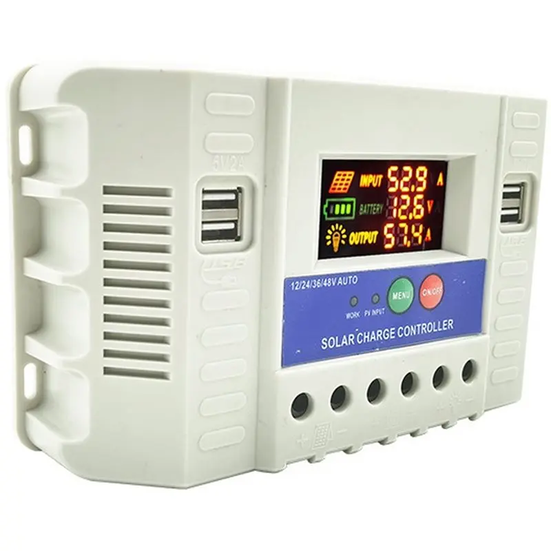 FULL-60A Smart Solar Charge Controller 12V/24V/36V/48V Controller PWM 3-Stage Charging Controller For Lead-Acid /Gel /Li-/ Li
