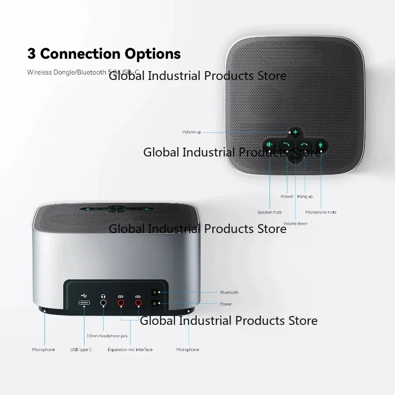 Wireless/USB Noise Reduction 12 Meter Voice Pickup 8x Microphone USB Audio Video Conference Speakerphone