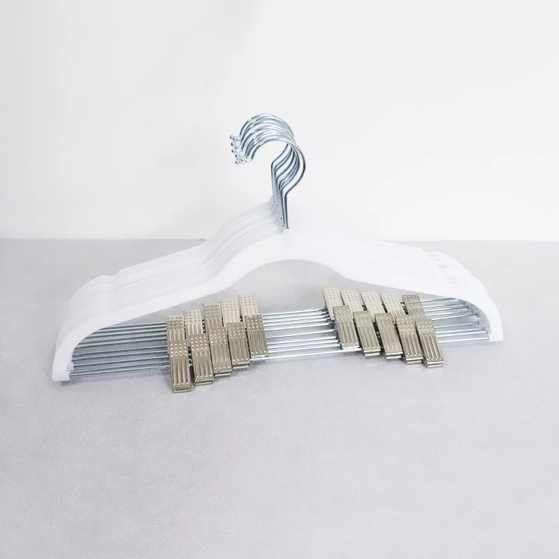 

Velvet Trousers Rack Clip Metal Anti-Slip Clothespin Wardrobe Pants Clamp Clothes Hanger Space Saving Room Organization Storage