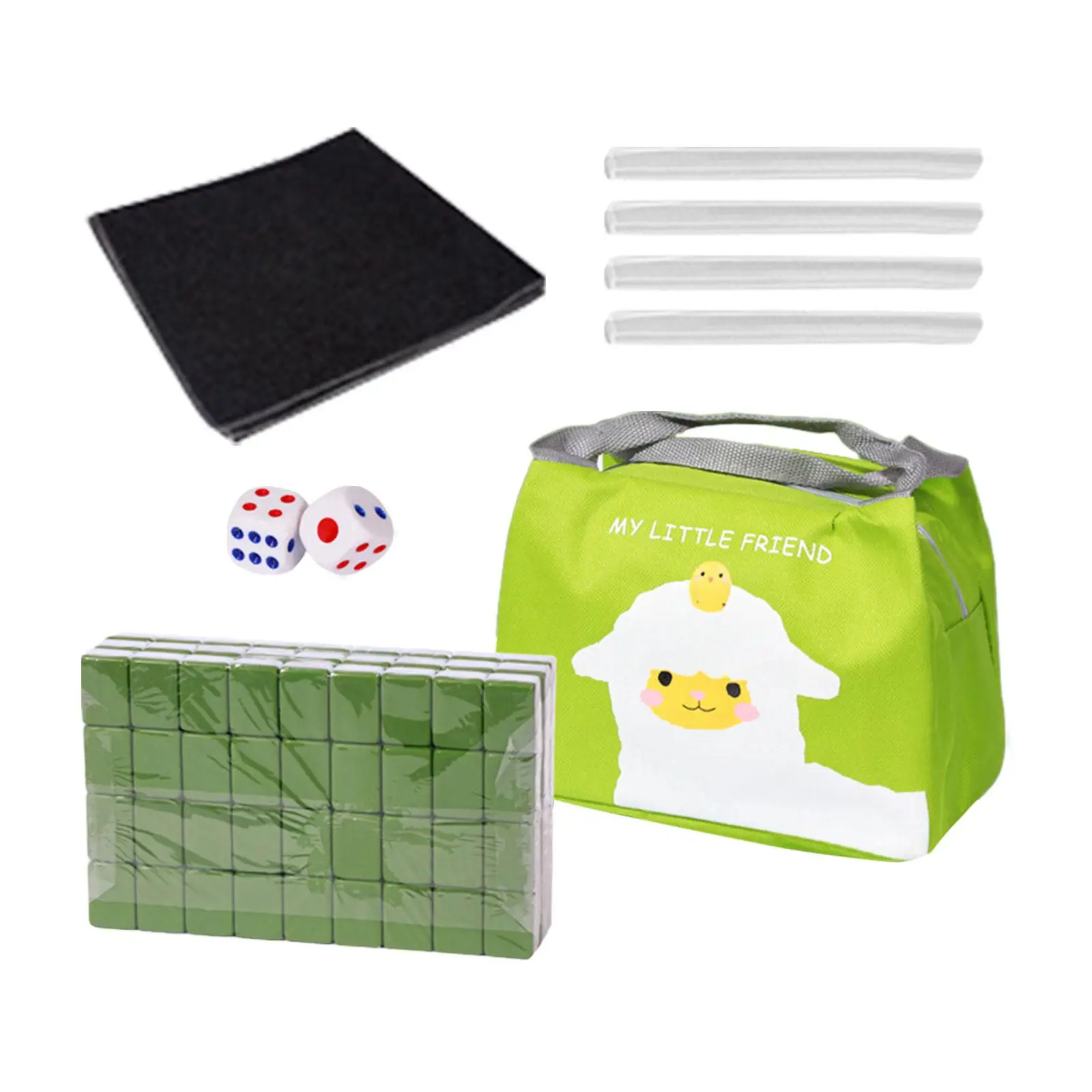 Travel Mini Mahjong Set with Table Cloth Dices 4 Rulers with Carrying Case 24mm