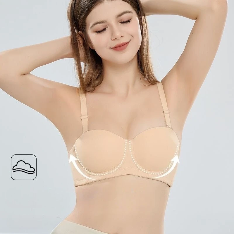 

Простые бесшовные бюстгальтеры для женщин, мягкое нижнее белье, бюстгальтер пуш-ап, 1/2 чашки, удобный невидимый бюстгальтер, сексуальное женское белье
