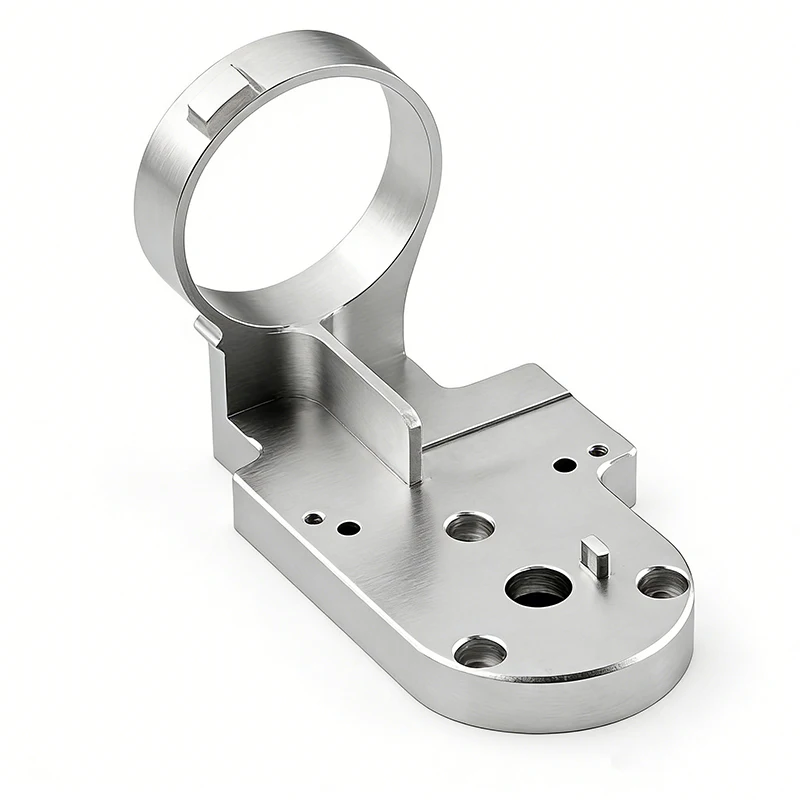 Custom CNC Machined 6061 Aluminum Circular Bracket Mount Base, Brushed Surface Non-standard Instrument Fixture Custom Parts