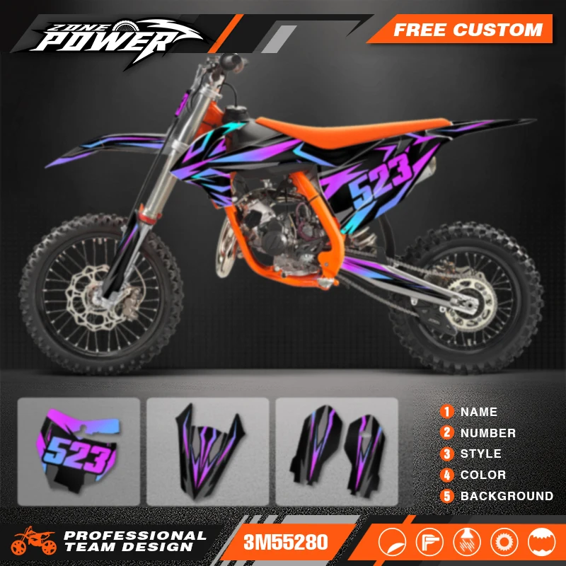 Powerzone Racing Custom Graphics Sticker Sheet Kit for KTM SX85 SX 85 2018 2019 2020 2021 2022 2023 2024 22