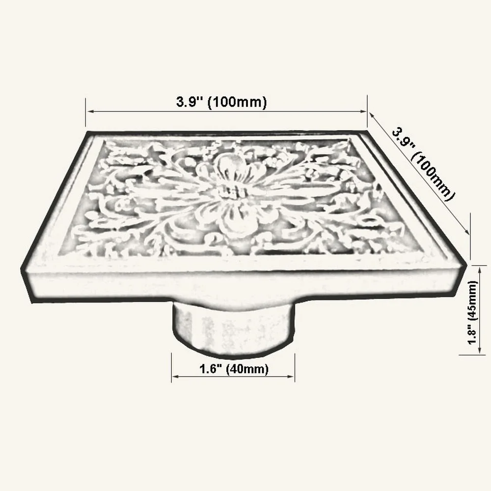 Floor Drains Black Brass Shower Floor Drain Bathroom Deodorant Euro 10 cm Square Floor Drain Strainer Cover Grate Waste Nzh203