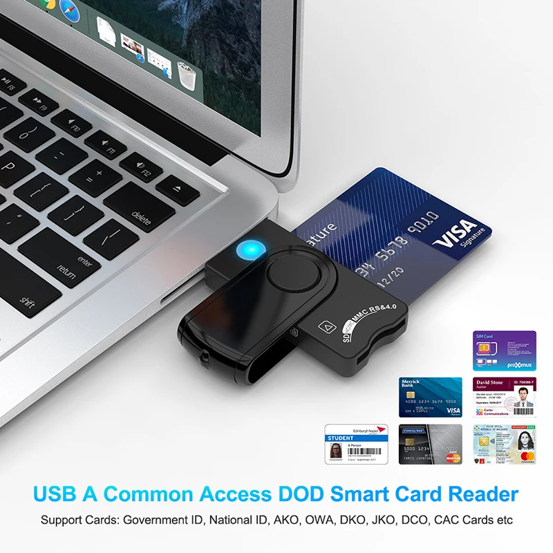 USB Smart Card Reader For IC ID Card Bank Card MMC SD TF Memory Card Type-C SIM Adapter For Phone Laptop Computer Filing Taxes