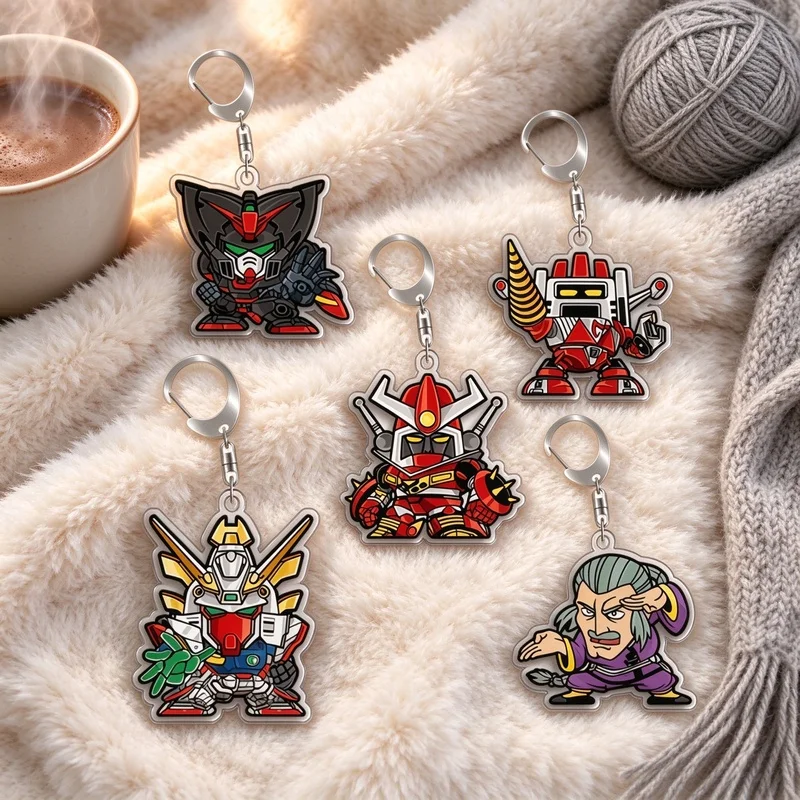 Keychain for Gundam Deathscythe Hell Zekrom Backpack Pendant Anime Game Fans Gift Recycled Acrylic Decoration Rare Card Toy 5cm