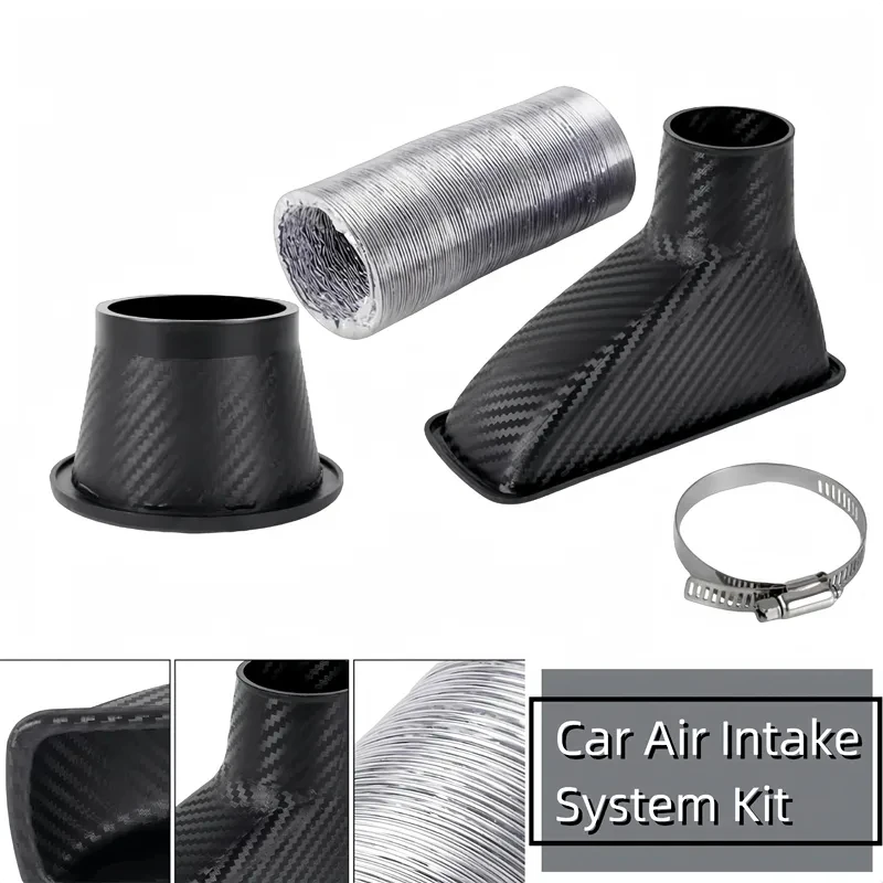 Universal Car Air Intake Pipe Hose Kit For Front Bumper Turbo Ram Air Cold Air Efficiency Engine Performance Upgrade Abs Mod