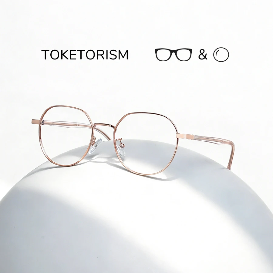 

Toketorism Small Metal Frame Prescription Glasses Anti Reflection Progressive Eyeglasses Photochromic Lenses Custom