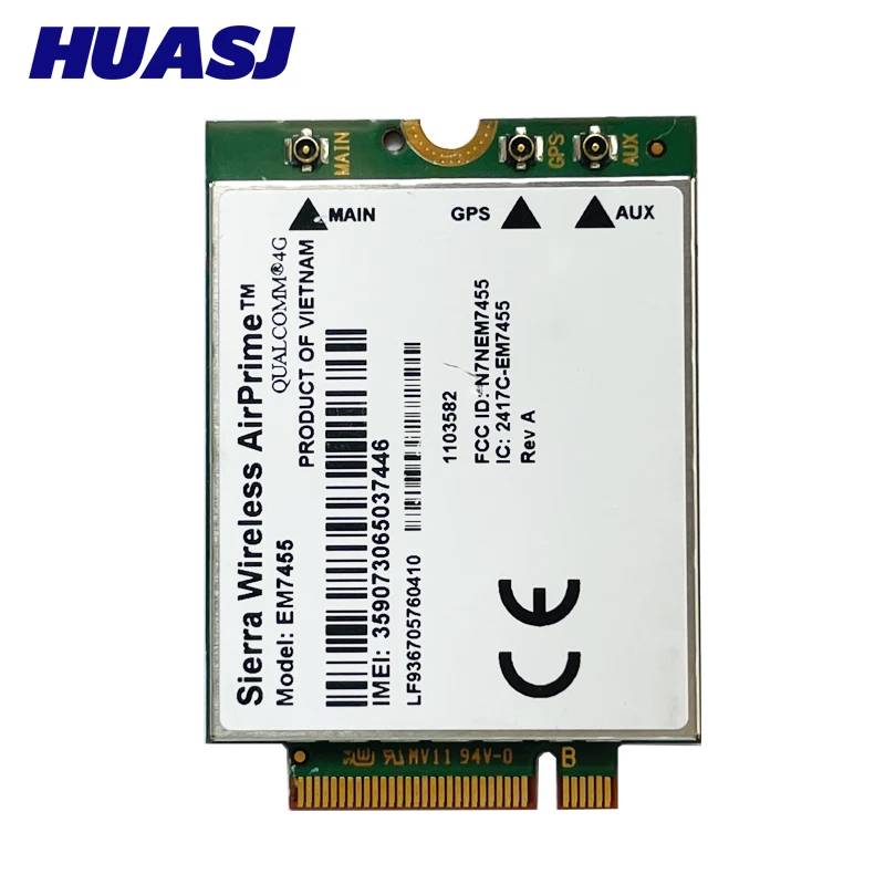 Huasj WWAN เซียร์ราไร้สาย EM7455 1103582    FDD/TDD LTE Cat6 NGFF M.2 4G โมดูล 4G CARD 300Mbps สําหรับแล็ปท็อปและ 4G Router