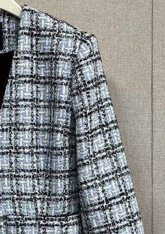 Women's Houndstooth Two-Piece Tweed Elegant Blazer or Slim Skirt