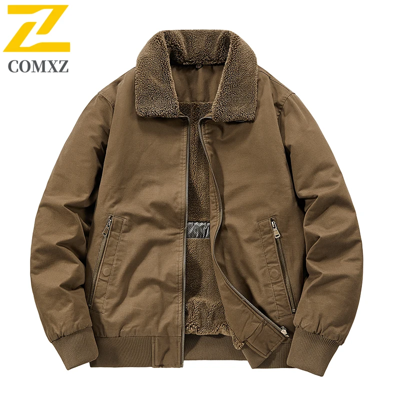 الرجال معطف القطن 2025 البند القطن الخالص الصوف سميكة مكافحة الباردة الدافئة طوق معطف في الهواء الطلق ملابس الشتاء غير رسمية سستة سترة قطن #5