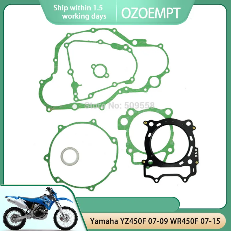 

OZOEMPT Engine Cylinder Crankcase Repair Gasket Apply to Yamaha YZ450F 07-09 WR450F 07-15