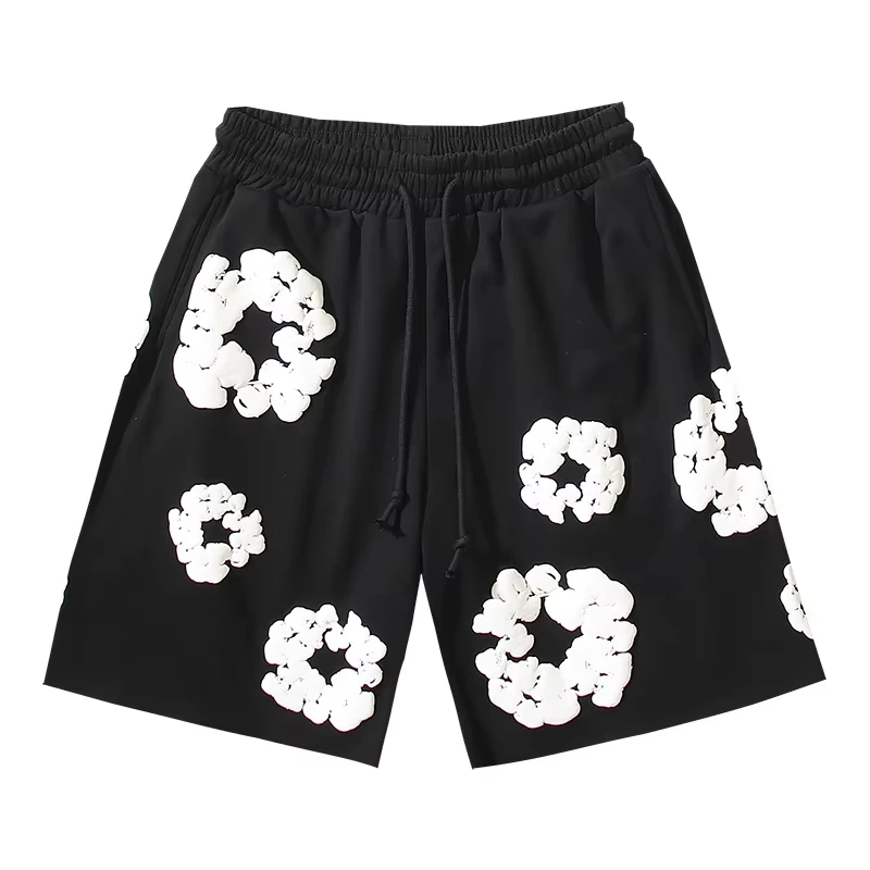 American Fashion Brand Cotton Foam Printed Shorts For Couples Unisex Loose Oversized Summer Women Casual Half Pants