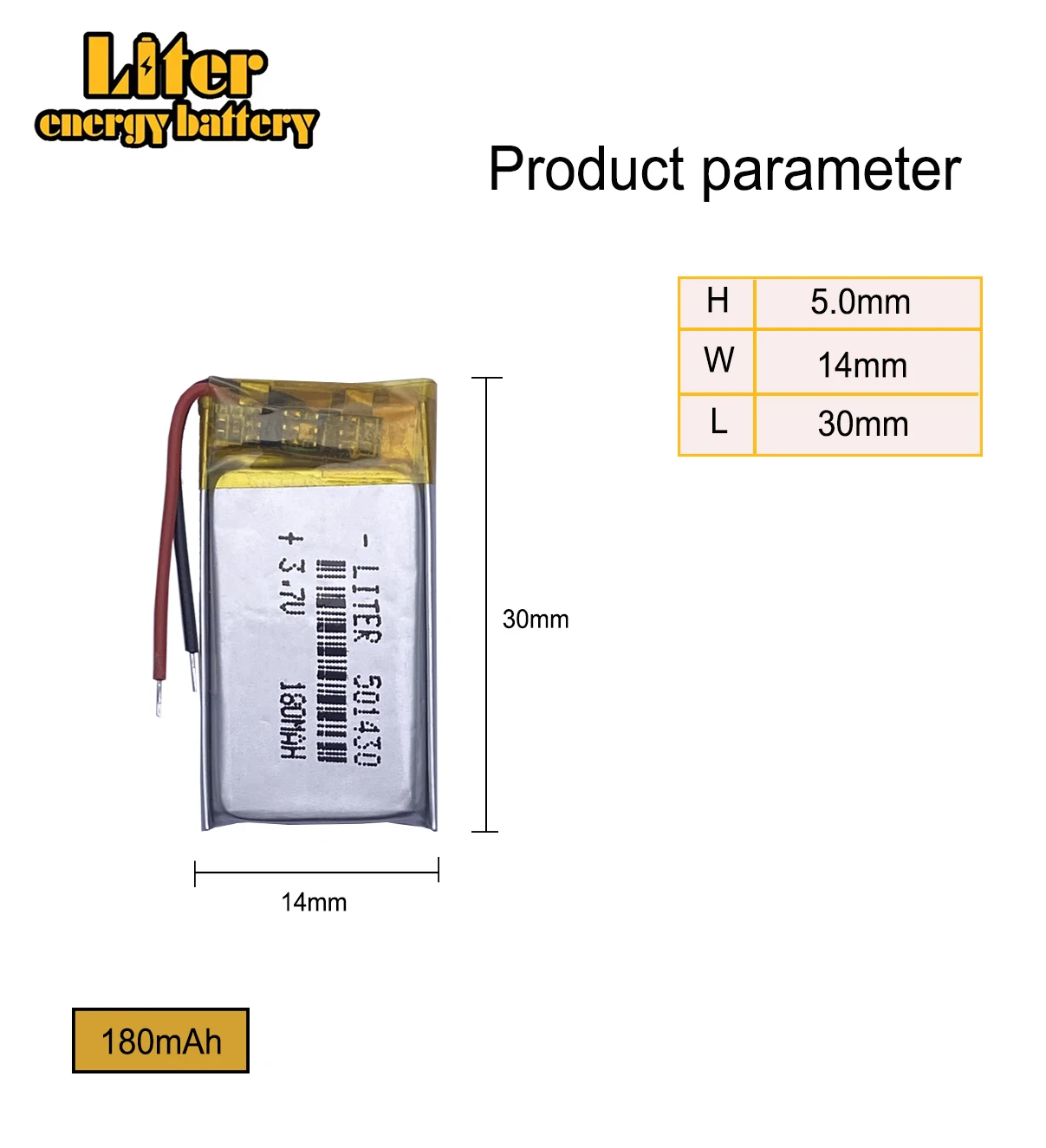 10pcs/lot 3.7V 180mAh 501430 Lithium Polymer Li-Po li ion Rechargeable Battery cells For Mp3 MP4 MP5 toy mobile bluetooth