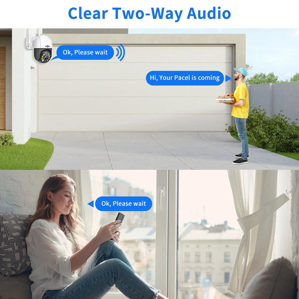 Hiseeu 8MP 4K PTZ Wifi Camera 5x Digital Zoom Ai Human Detect Auto Tracking ONVIF Wireless Outdoor Surveillance Camera ICSee App