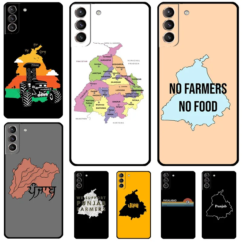 Punjab Map Outline Cover For Samsung Galaxy S24 Ultra S23 S22 S20 S21 FE S8 S9 S10 Plus Note 10 20 Ultra Case