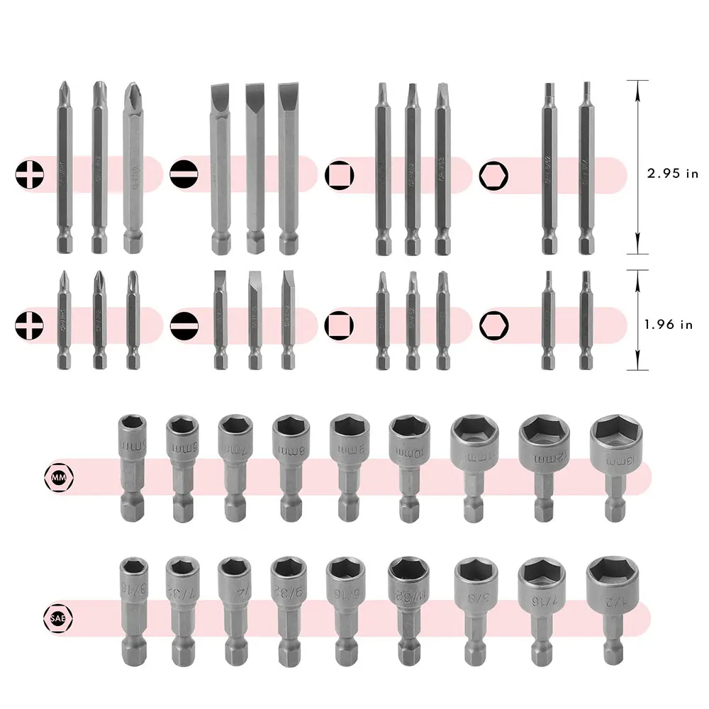 Podofo 208-teiliges Schraubendreher-Bit-Set 6150 aus hochkohlenstoffhaltigem Stahl, Sicherheits-Torx-Sechskant-Mutternschrauber-Bits-Kit mit Schnellwechsel-Bithalter, magnetischer