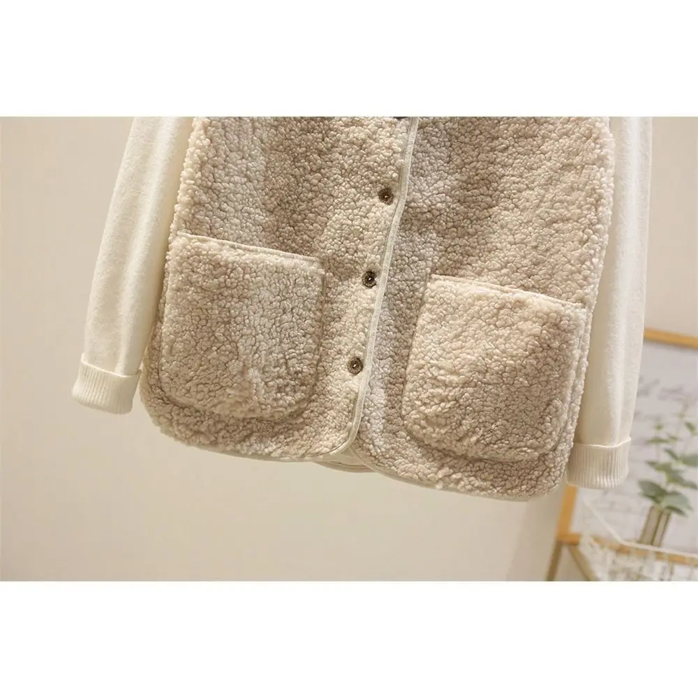 Fashion Lamb Hair Winter Fleece Vests Thermal Solid Color Button Waistcoat Short Type Warm Thick Ladies Coats for Spring Autumn image 4