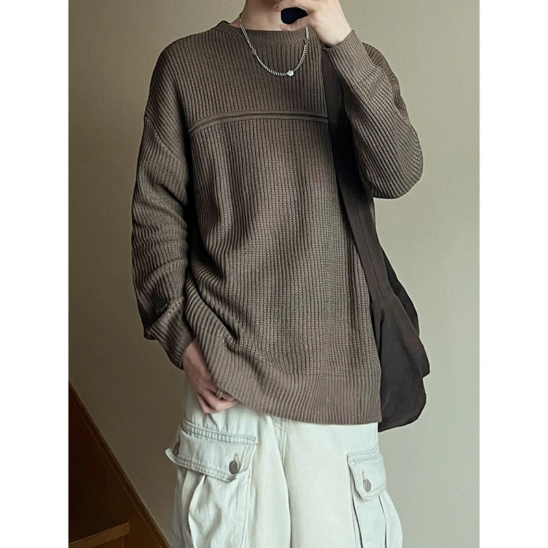 

Winter Sweater Men Warm Fashion Retro Knitted Pullover Men Streetwear Korean Loose Long Sleeved Sweater Mens Jumper Clothes