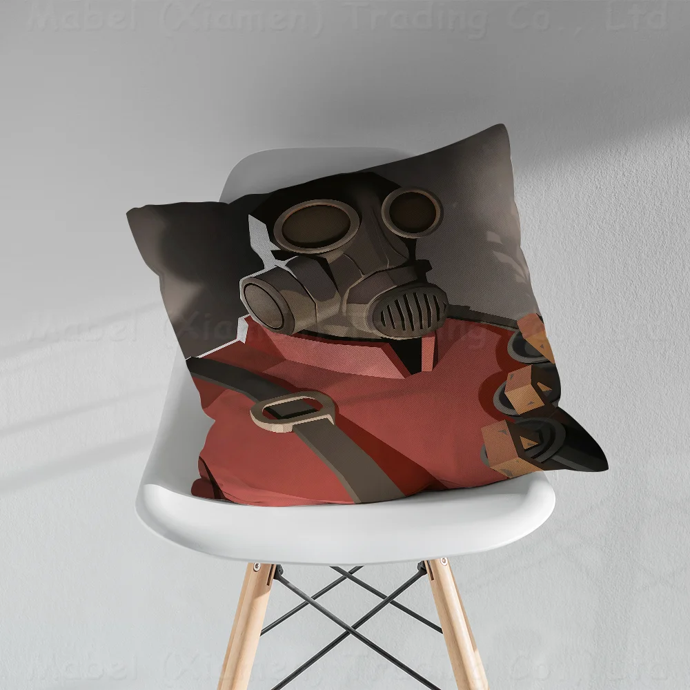 F-Fortress 2 Spy Soldier Sniper TF2 Pillow Covers Cartoon Sofa Decorative Home Double-sided Printing Short Plush Cute Cushion