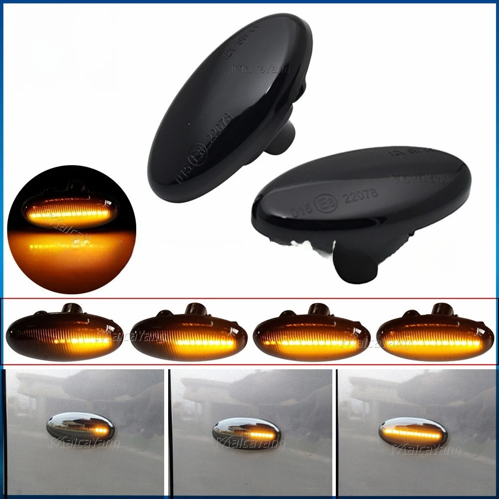 

2 шт. светодиодный янтарно-желтый динамический последовательный фонарь на крыло, боковой габаритный фонарь, указатель поворота для Mazda 2 3 5 6 BT-50 MPV