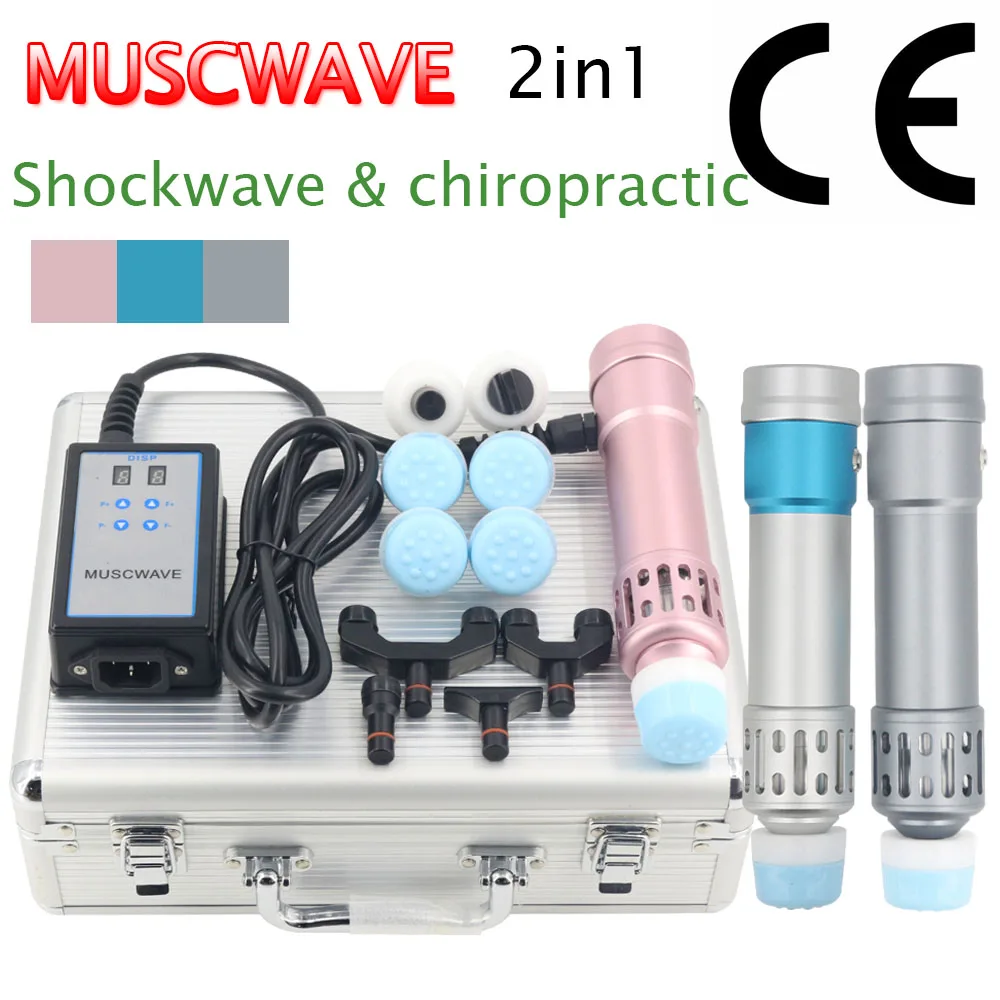 2022 New Shock Wave Chiropractic Gun 2 in 1 External Shockwave Therapy Machine For Pain Relief Body Relax Home Use Massager