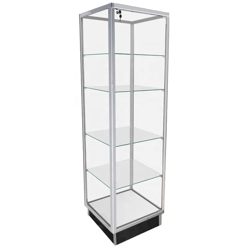 custom.Hot Selling Freestanding Full High-Grade Glass Display LED Tower Showcase Retail Shop and Supermarket Use