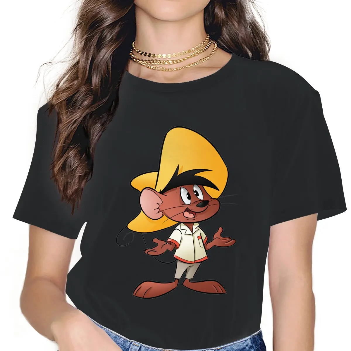Cartoon Looney Cute Girls Women T-Shirt Speedy Gonzales The Rat Death Squad 5XL Blusas Harajuku Casual Short Sleeve Oversized