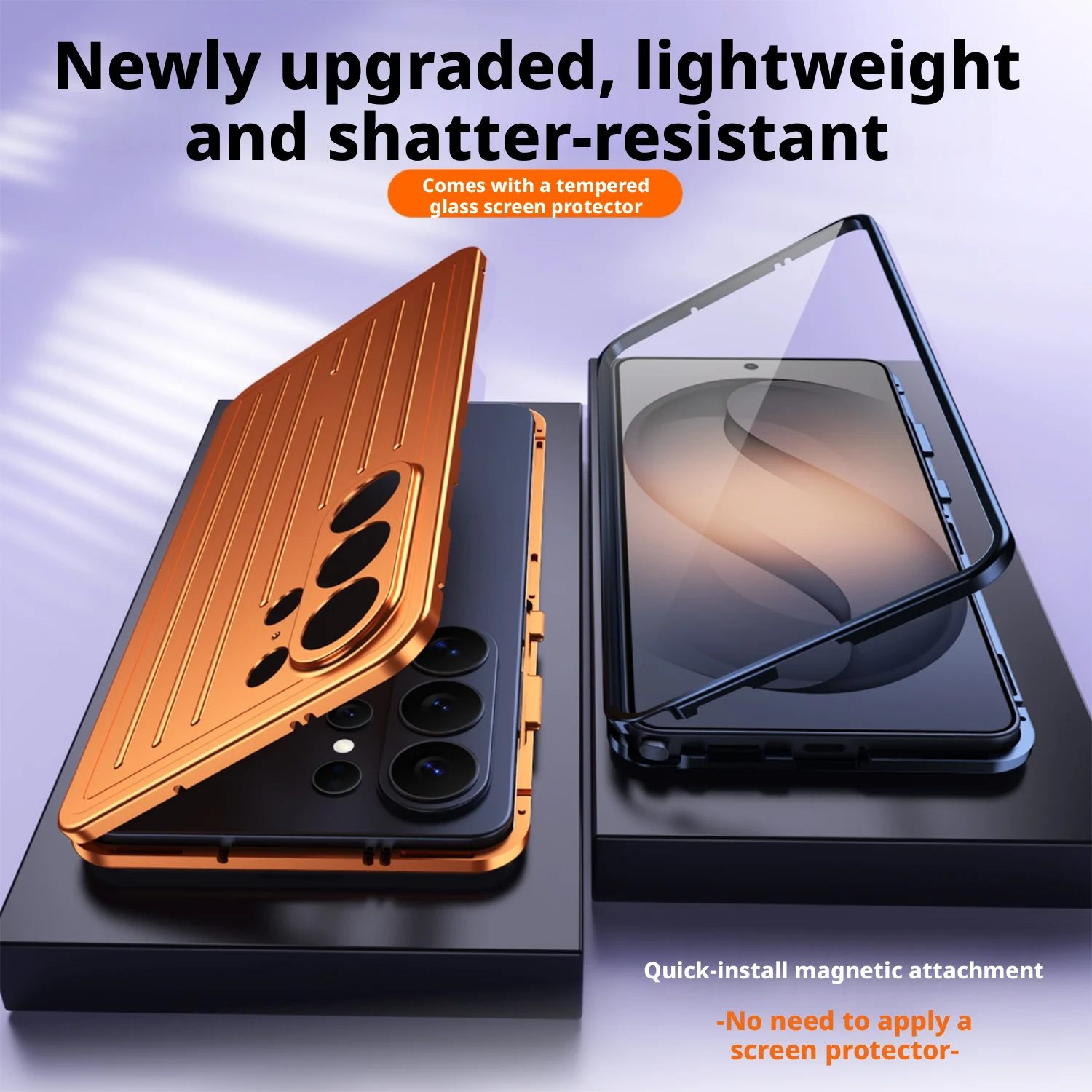 

Luxury Bussiness Luggage 3D Stripe Phone Case For Samsung galaxy s26 ultra Magnetic Glass Protector Aluminum Alloy Back Cover