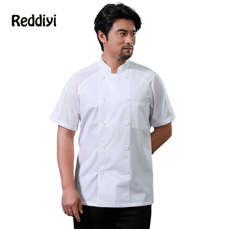 Summer Short Sleeve Raglan Sleeve Breathable Mesh Cooking Uniform Restaurant Kitchen Chef Jacket Catering Hotel Working Clothe