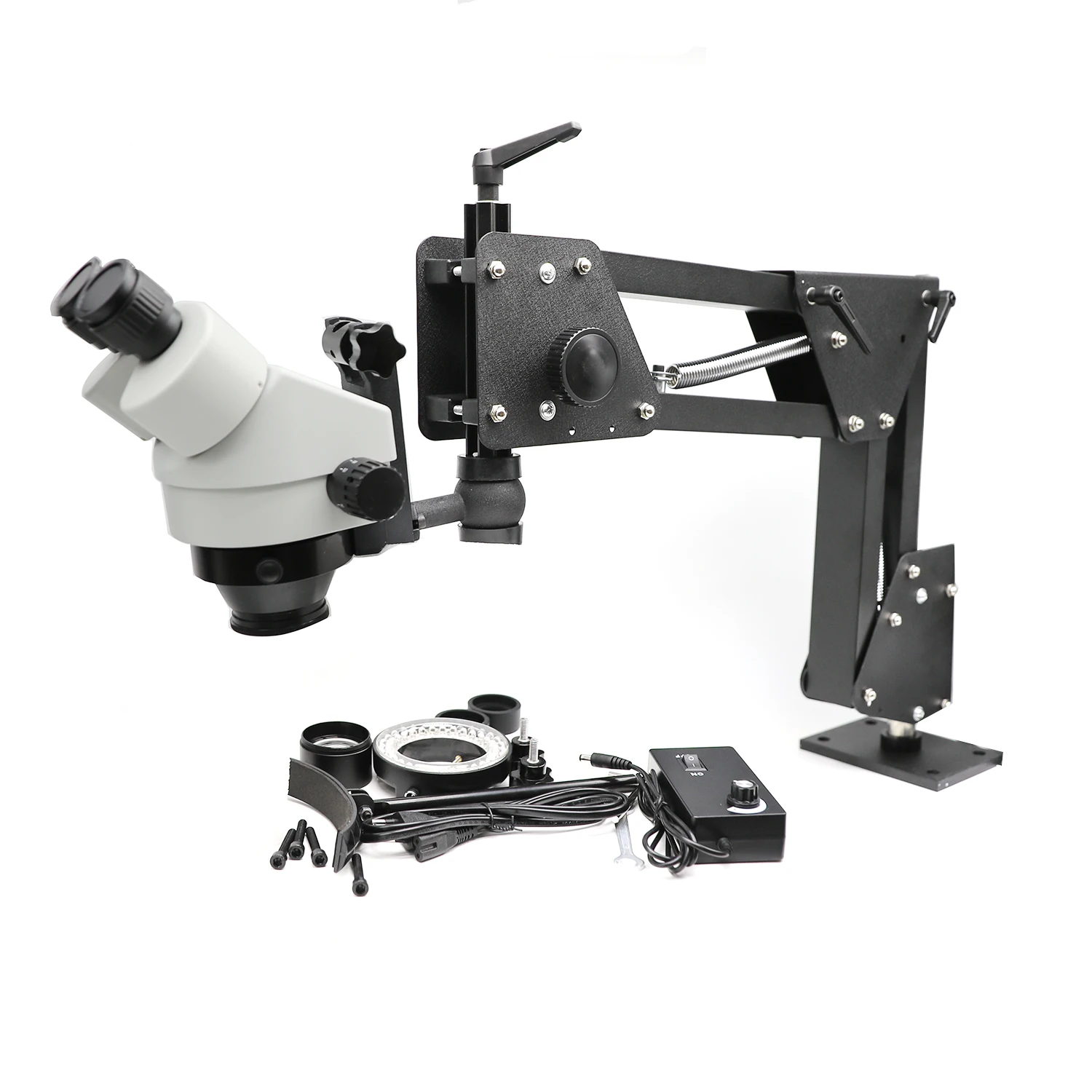 Kinway Multi-Directional Microscope Micro-Setting Microscope 7X-45X Magnification 0.7X-4.5X Zoom Objective 60-Led Ring Light