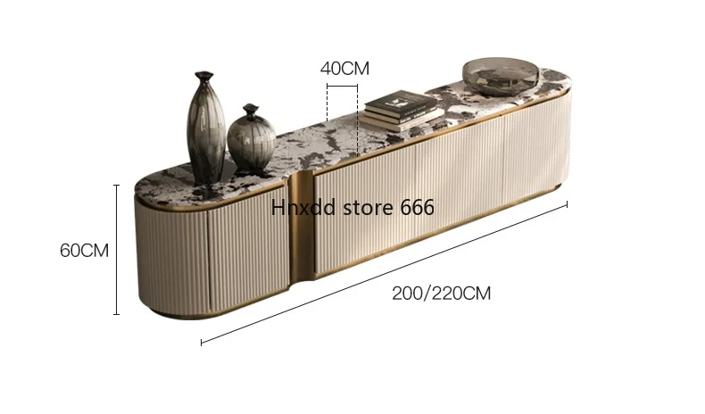 

High-end marble TV cabinet living room Italian minimalist solid wood supercrystalline stone floor cabinet