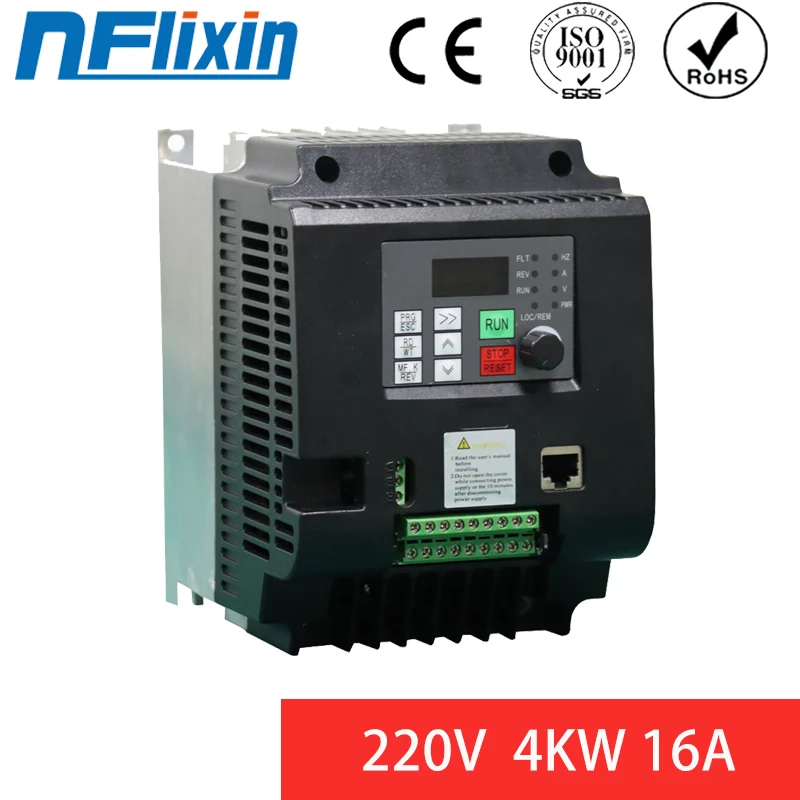 HOT! 0.75KW/1.5KW/2.2KW/4KW Single-phase Inverter Output 1-Phase VFD Frequency Converter Adjustable Speed 220V