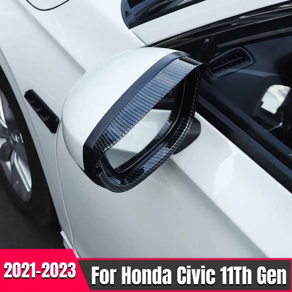 

For Honda Civic 11th Gen 2021 2022 2023 Car Rearview Mirror Eyebrow Rainproof Rain Protector Trims Cover Decorative Accessories