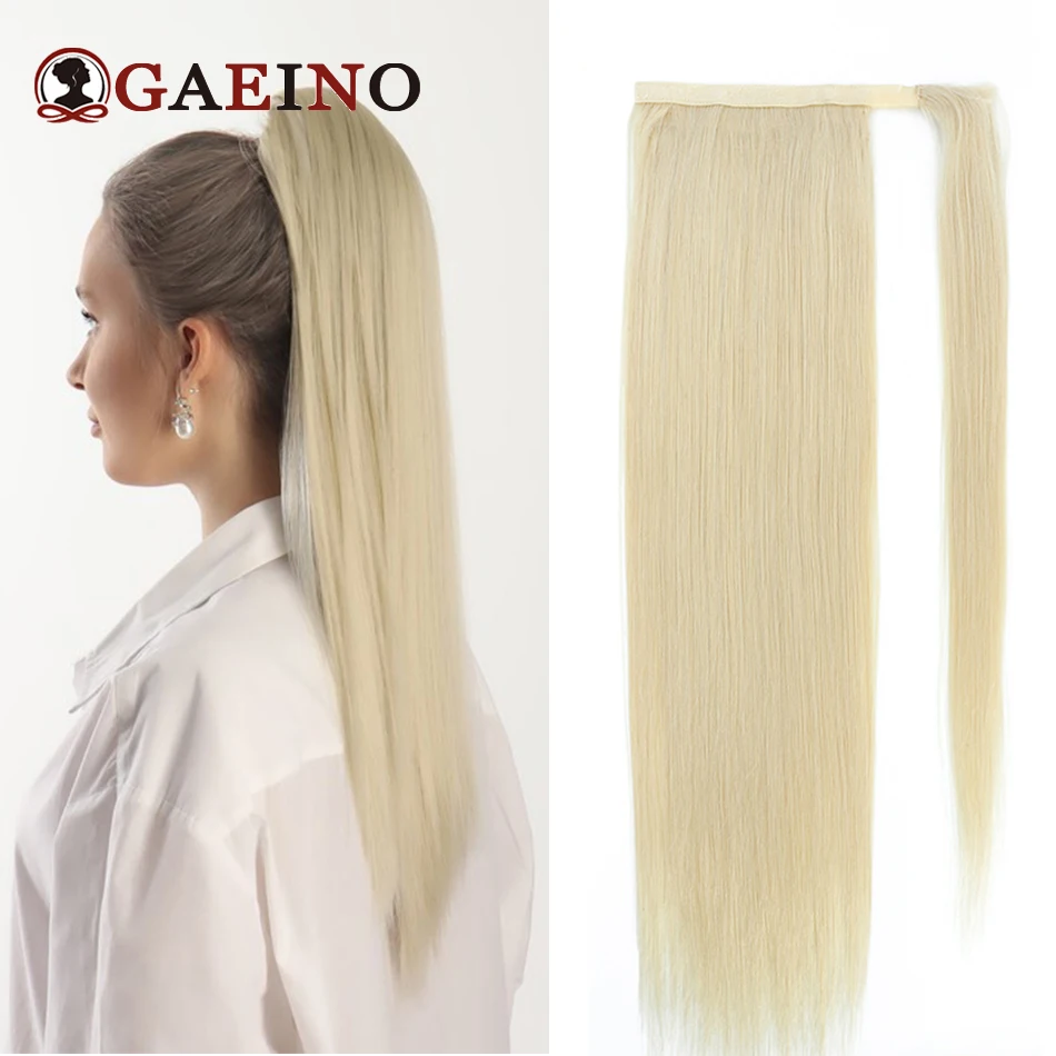 Extensión de cabello de cola de caballo envolvente, cabello humano liso, cola de caballo larga, cabello humano grueso